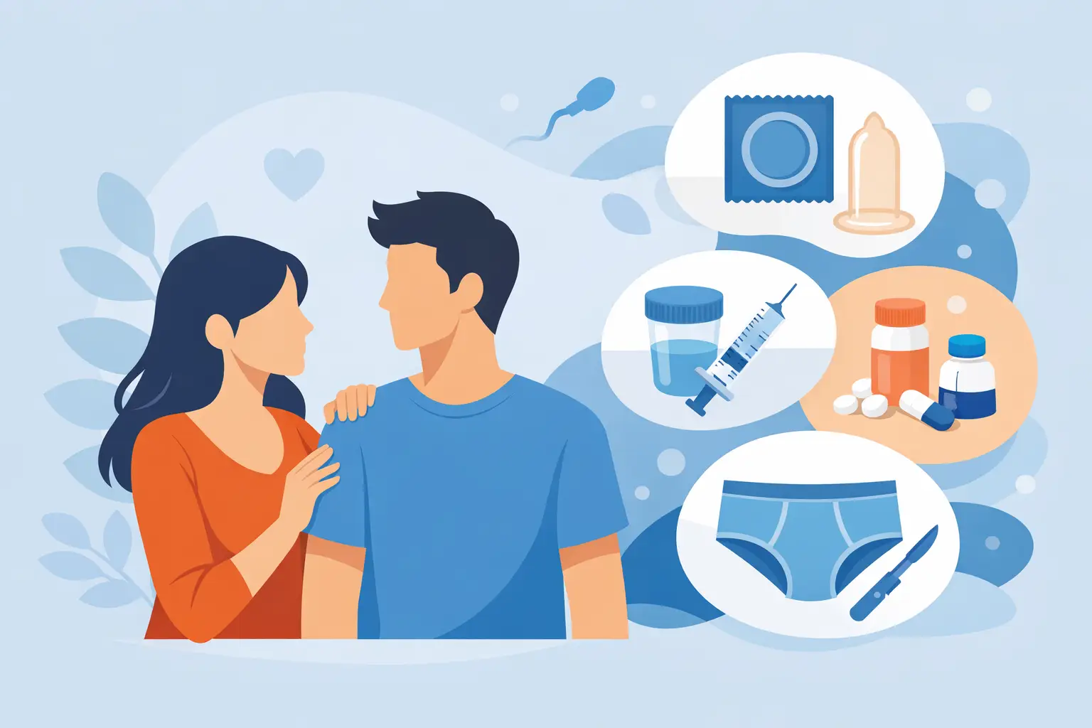 Image of a man and a woman and the man's contraceptive choices